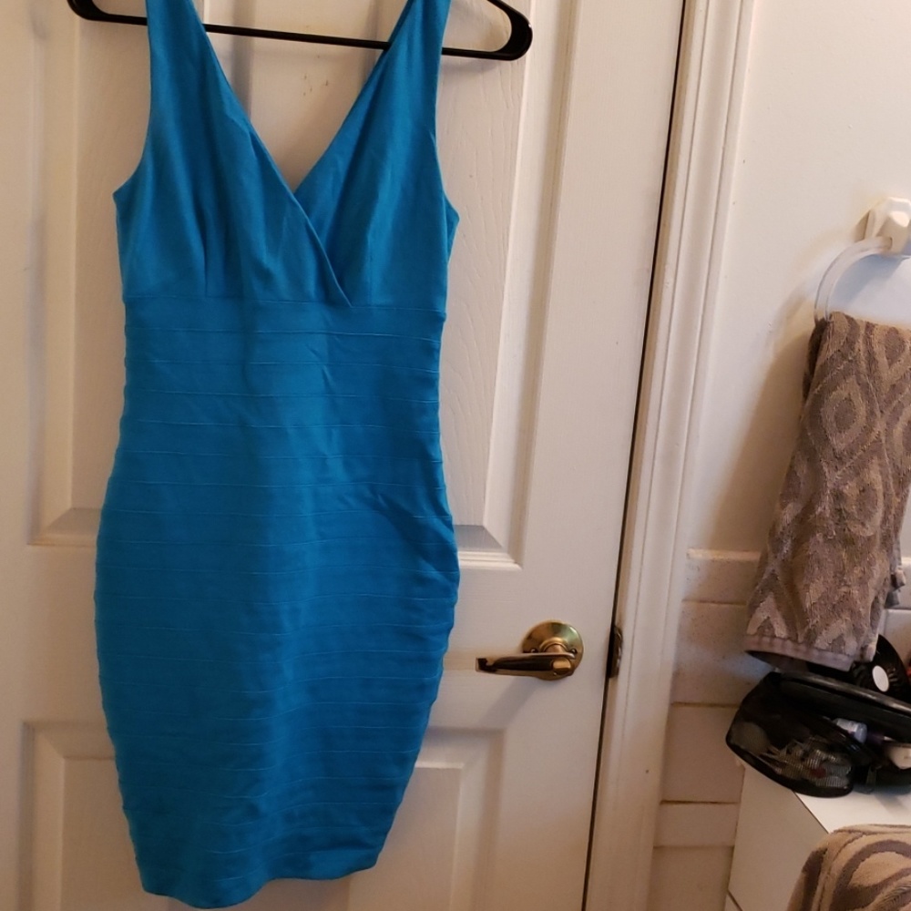 Express Blue X Small Banded Dress - Picture 1 of 5